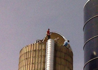 silo roof installation by hanson